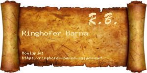 Ringhofer Barna névjegykártya